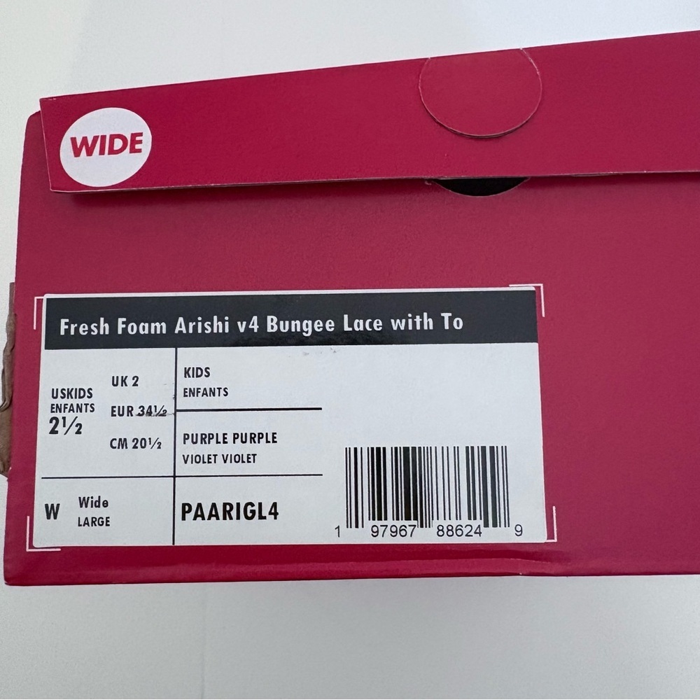 Kids New Balance Fresh Foam Arishi Sneakers Shoes 2 1/2 WIDE Brand New In Box - Picture 6 of 6